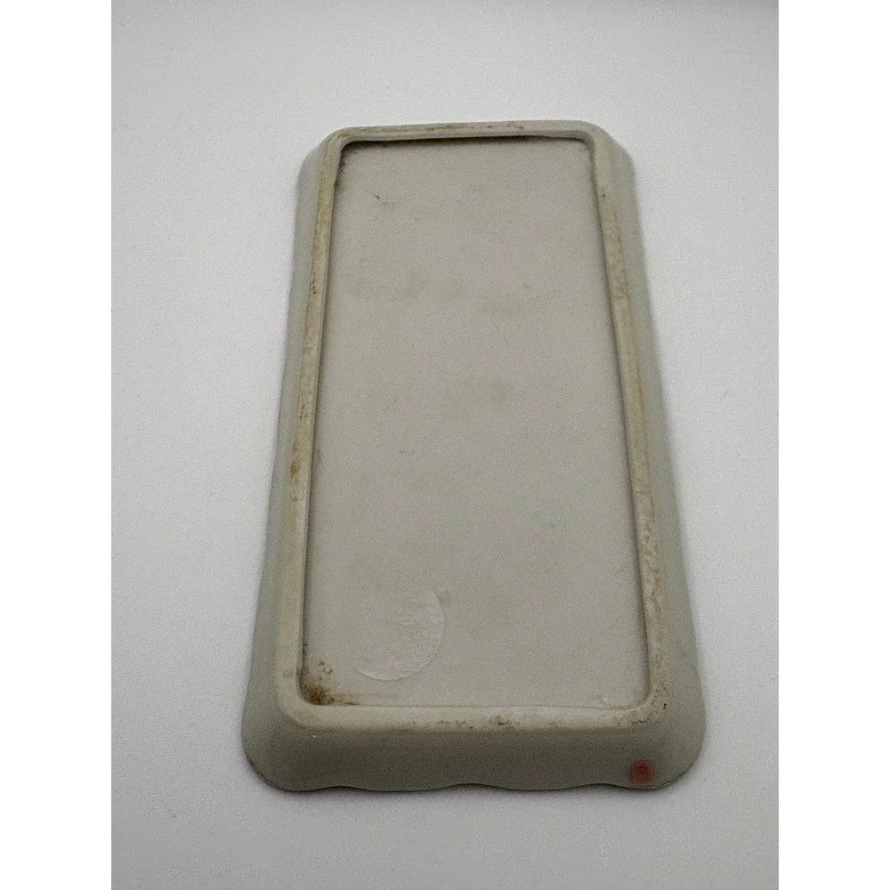 Vintage Porcelain Trinket Dish Rose Floral Gold Trim Rectangular Vanity Decor